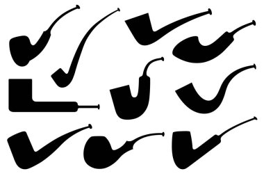 Beyaz üzerine izole edilmiş farklı sigara içilen boruların tasviri