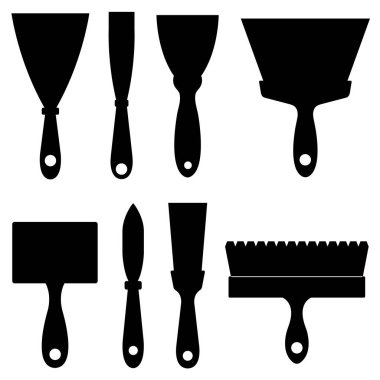 Beyaz üzerine izole edilmiş farklı yapısal spatulalar.