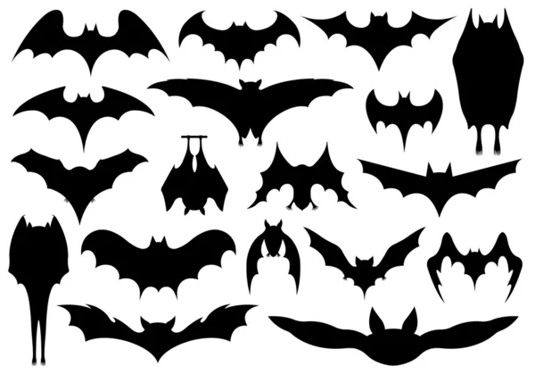 Conjunto de diferentes murciélagos — Vector de stock