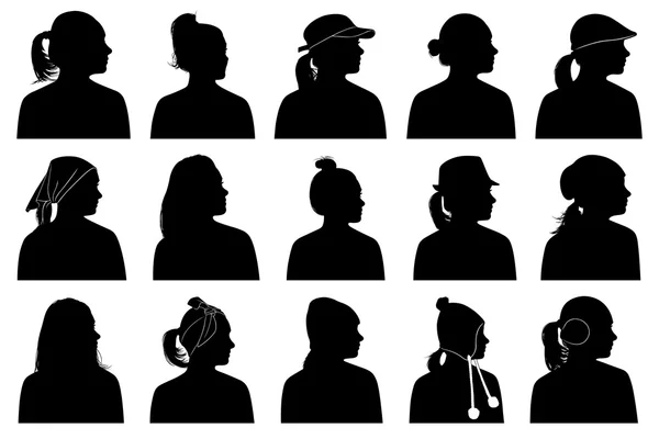 Ilustración de retratos femeninos — Vector de stock