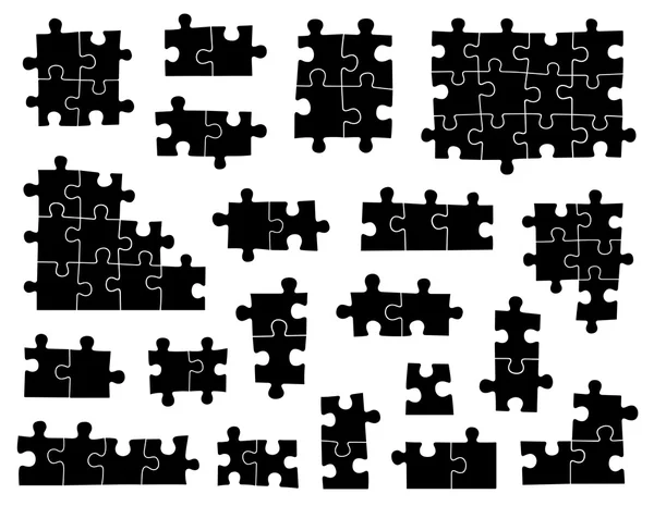 Set of different puzzle pieces — Stock Vector