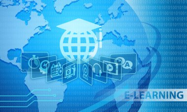 E-öğrenme Online Eğitim eğitim Webinar kavramı arka plan