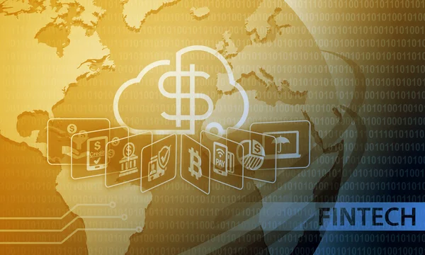 Fintech financiële technologie zakelijke bancaire dienstverlening achtergrond — Stockfoto