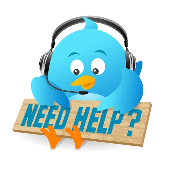 Blue Bird Need Help Sign — Stock Photo, Image
