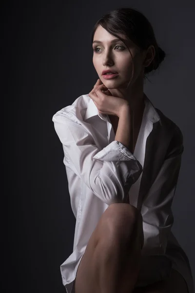 Young gorgeous model with a white shirt — Stock Photo, Image