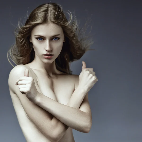Erotické portrét nahé ženy, krásné. — Stock fotografie