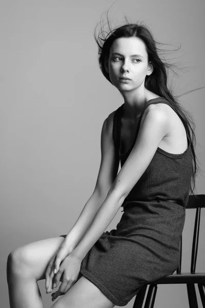 Beautiful young model posing in the studio with different emotio — Stock Photo, Image