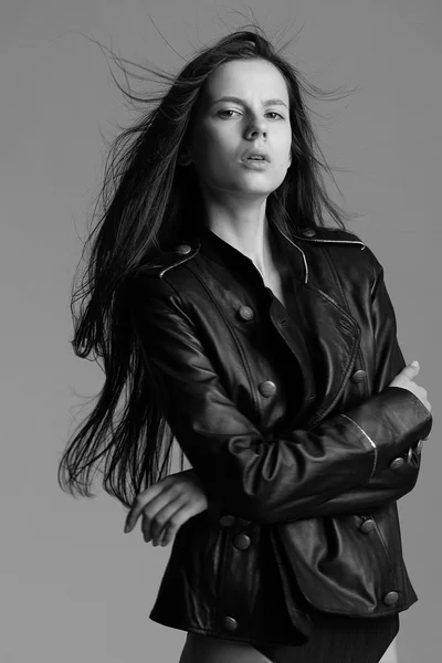 Beautiful young model posing in the studio with different emotio — Stock Photo, Image