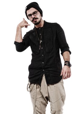 young handsome man dressed casually with different emotions.