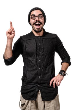 Closeup portrait of a young, smiling, happy college male student