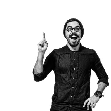 Closeup portrait of a young, smiling, happy college male student