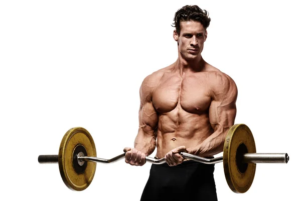 Starker athletischer Mann Fitness-Modell Oberkörper zeigt Bauchmuskeln — Stockfoto