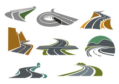 Ulaşım tasarımı için otoyol ve yol simgeleri