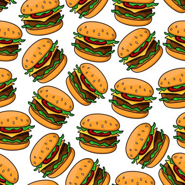 Fast food cheeseburgers seamless pattern