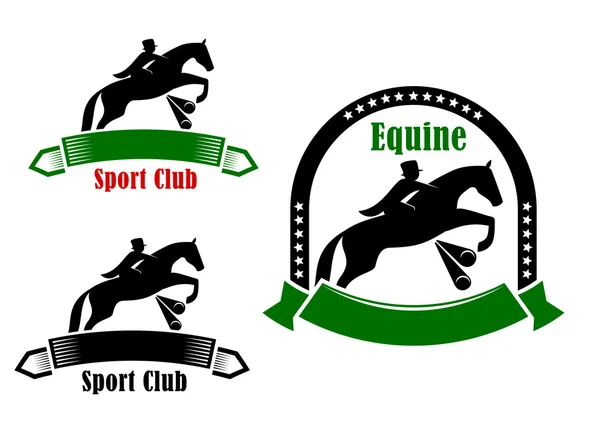 Emblemas desportivos do clube equestre — Vetor de Stock