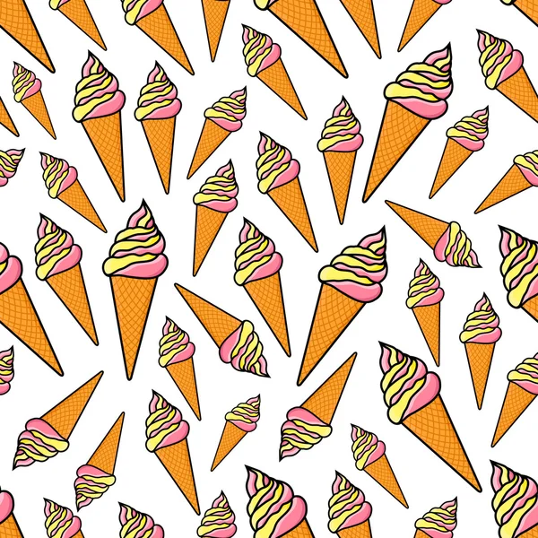 프루티와 바닐라 아이스크림 심질 패턴 — 스톡 벡터
