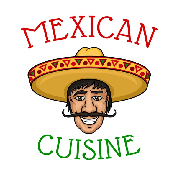 National mexican cuisine chef in sombrero — Stock Vector