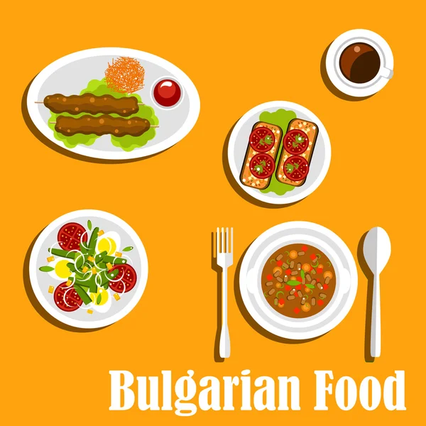 Bulgar mutfağı besleyici akşam yemeği yemekleri — Stok Vektör