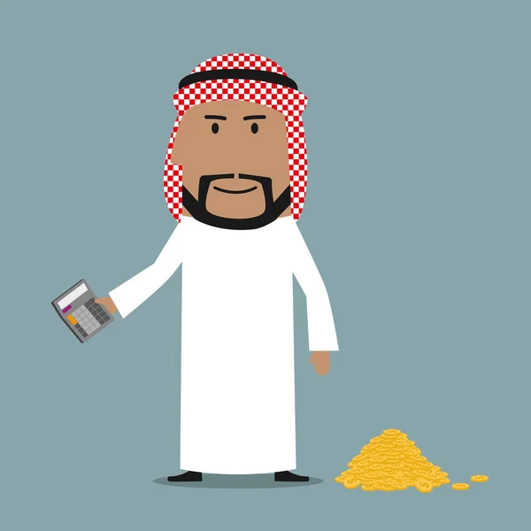 Hombre de negocios árabe feliz contando dinero — Vector de stock