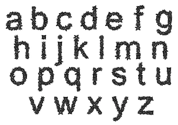 Набір літер чорних диких квітів — стоковий вектор