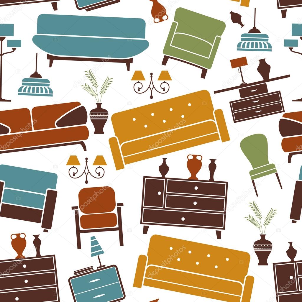 Seamless pattern of home furniture