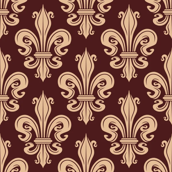 Brown and beige seamless fleur-de-lis pattern — Stock Vector