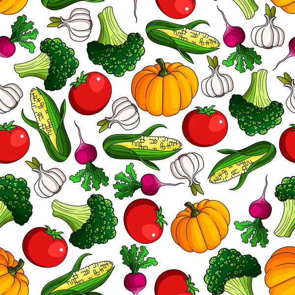 新鲜农场蔬菜无缝模式 — 图库矢量图片