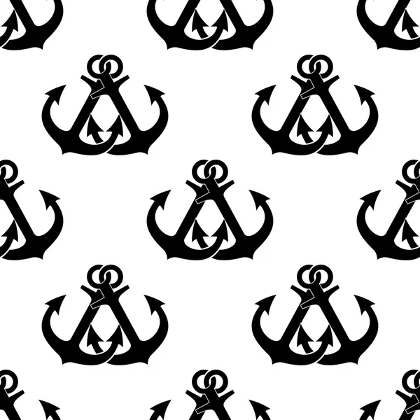 Black and white anchors seamless pattern — Stock Vector