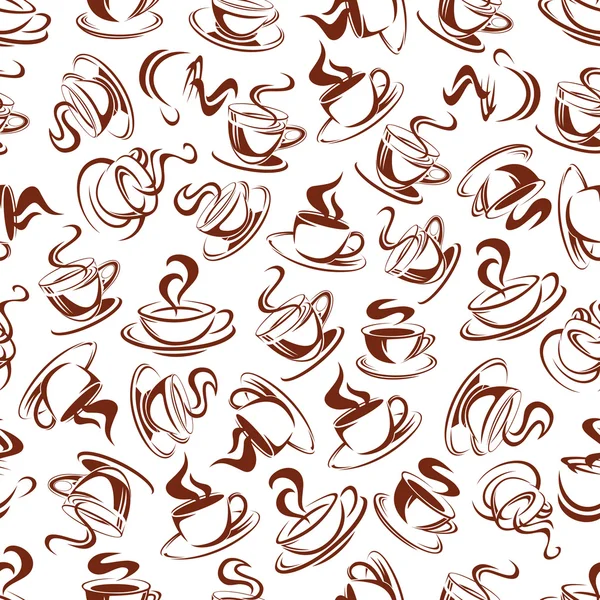 Sömlöst mönster med bruna kaffekoppar — Stock vektor