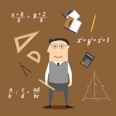 Mathematician or teacher and education icons