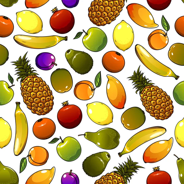 Ripe tropical fruits seamless pattern — Stock Vector