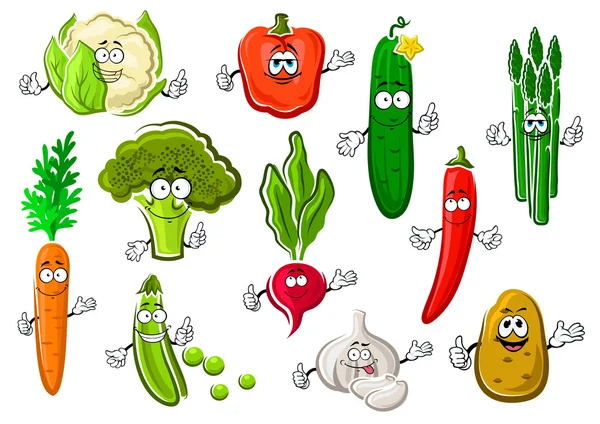 Conjunto saludable de verduras de granja maduras — Vector de stock