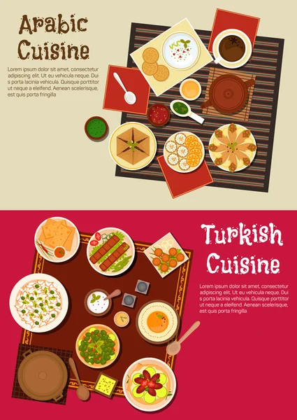 Arabian and turkish cuisine dishes — Stock Vector