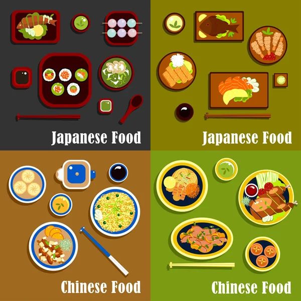 和食と中華料理のメニュー — ストックベクタ