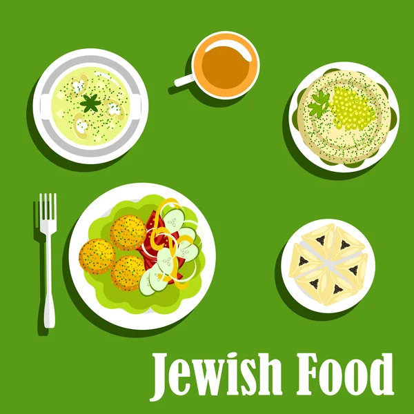 Pratos kosher de culinária judaica1 — Vetor de Stock