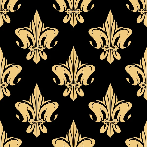 Yellow royal fleur-de-lis seamless pattern — ストックベクタ