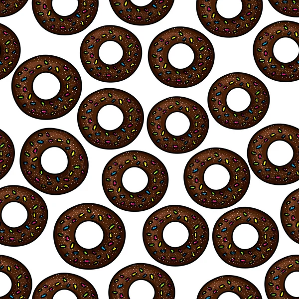 Mønster av sjokoladedonuts med strøssel – stockvektor
