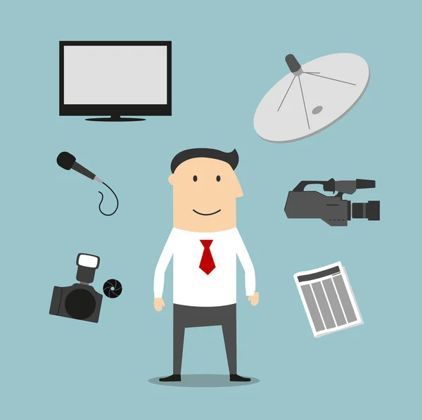 Reporter profession and broadcasting devices — Stockvector