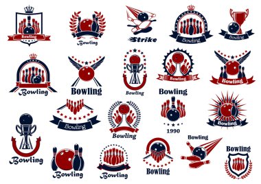 Bowling oyunu ve kulüp retro sembolleri