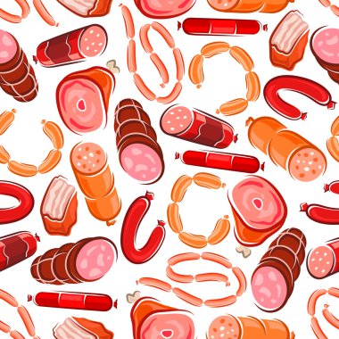 Meat and sausages seamless pattern