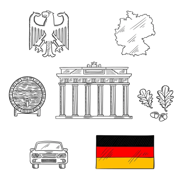 Germany national and travel icons — Stock vektor