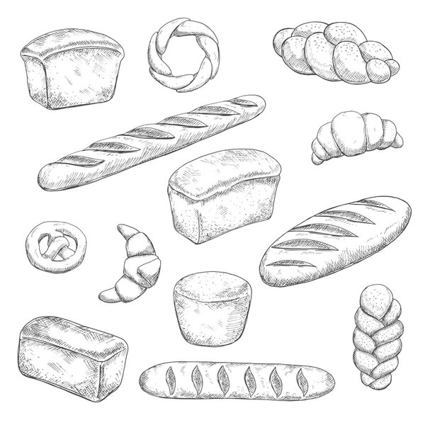 Retro bakery and pastry sketches