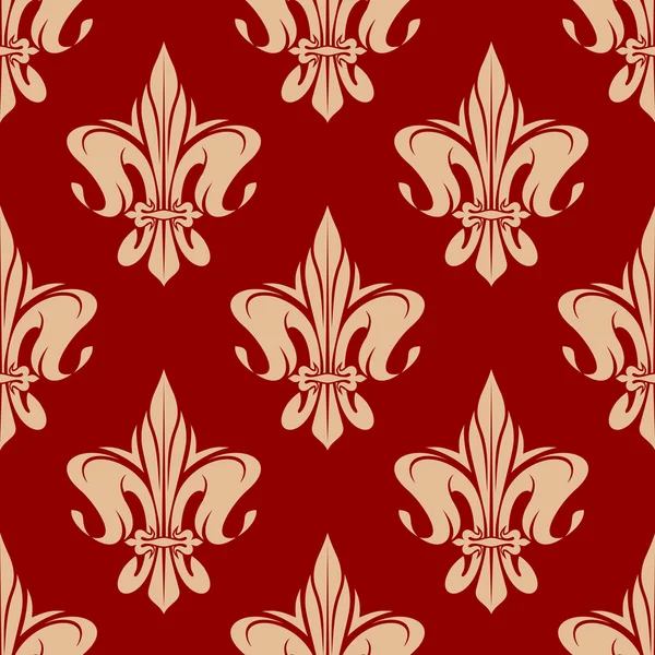 Бежевий і бордовий королівський квітковий візерунок — стоковий вектор