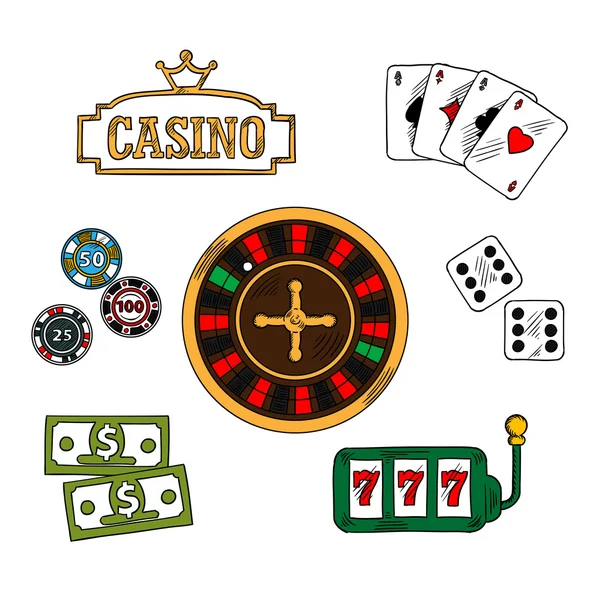 赌场和赌博图标设置 — 图库矢量图片