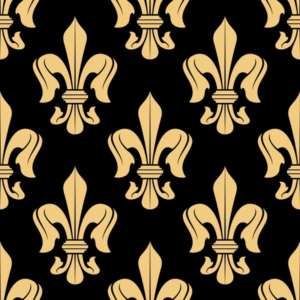 Golden floral heraldic seamless pattern — Stock Vector