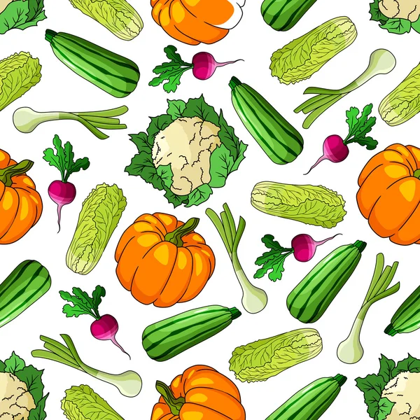 Modèle sans couture de légumes de ferme mûrs — Image vectorielle