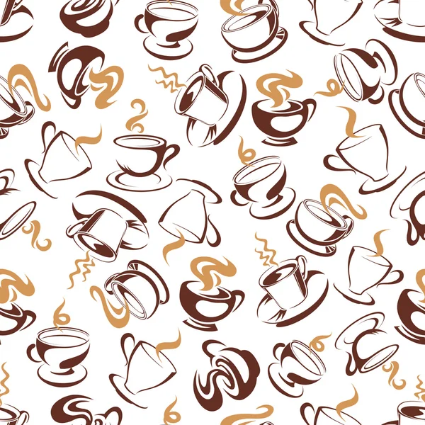 Bebidas de café marrón patrón sin costura — Archivo Imágenes Vectoriales