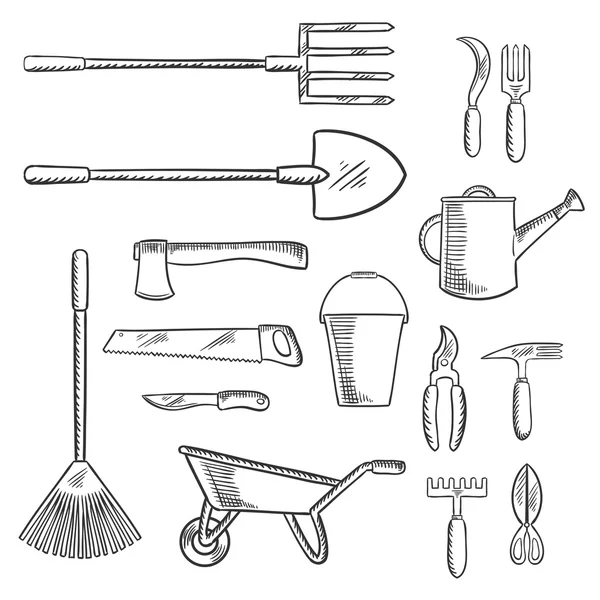 Ícones de jardinagem e ferramentas agrícolas — Vetor de Stock
