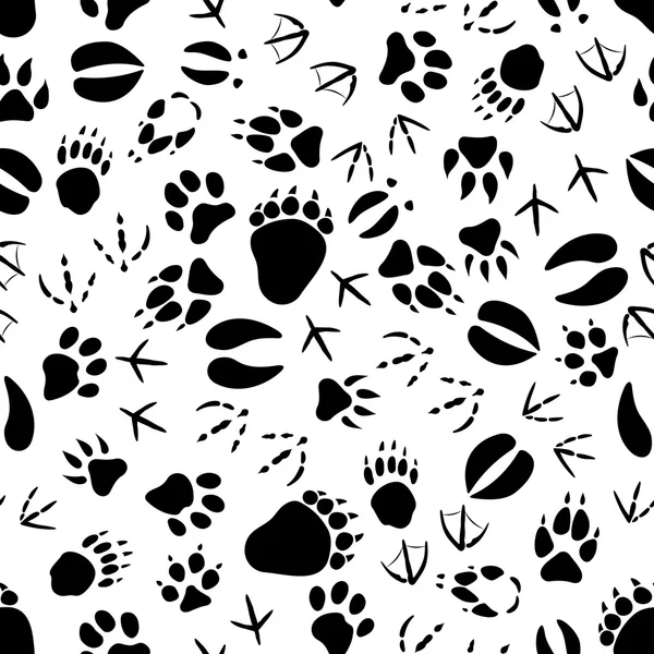 Black and white animal tracks pattern — Stock Vector