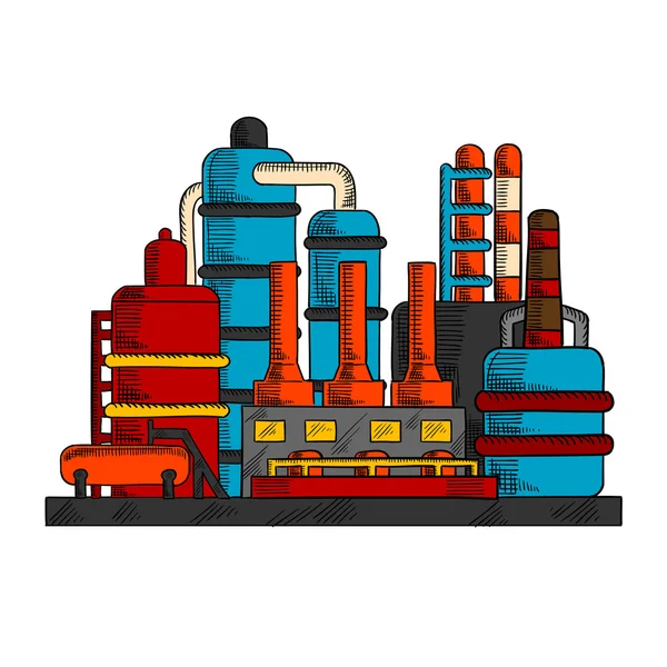 Usine ou usine industrielle avec tuyaux — Image vectorielle